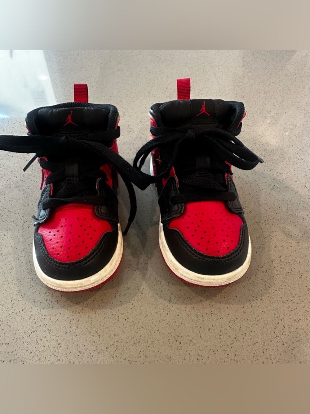 Nike Air Jordan Mid Sneakers Black and Red Toddler Size US 6C - Picture 3 of 11